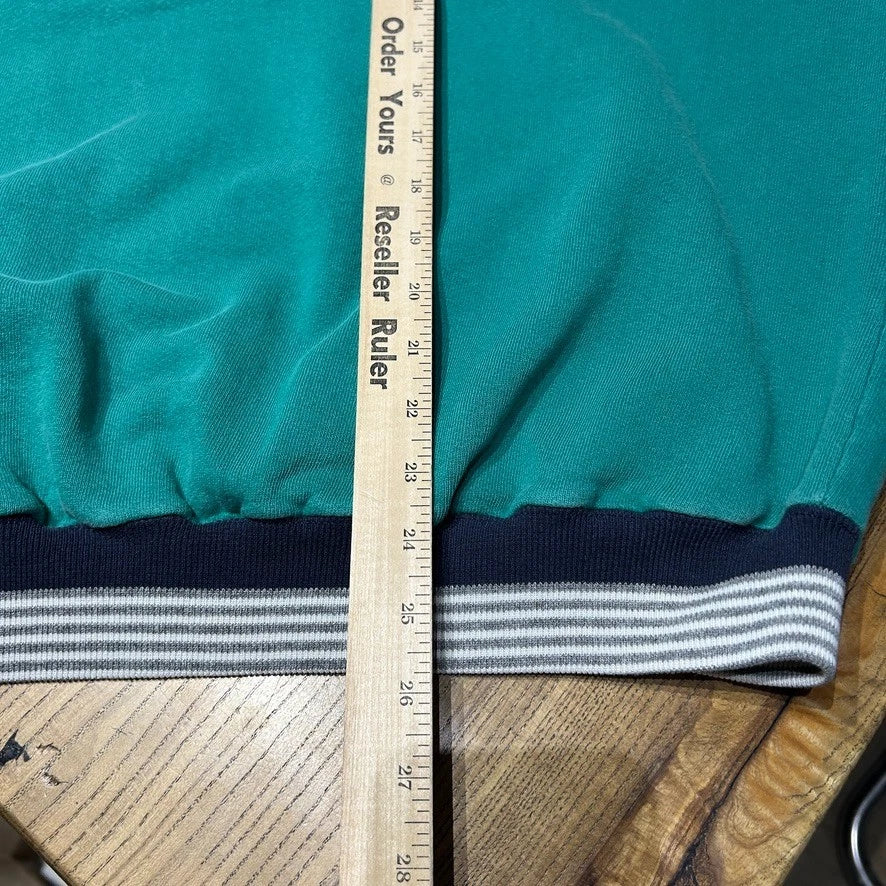 VINTAGE 90s | Russell Athletic Blank Teal Ringer Crewneck Sweater sz XL
