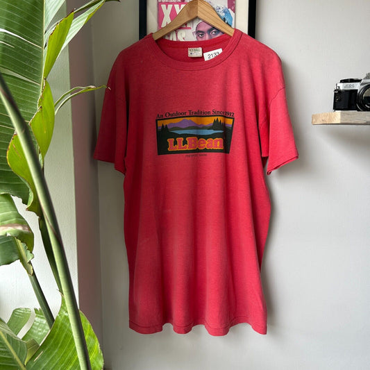 VINTAGE 80s | L.L Bean Outdoor Tradition Logo Champion T-Shirt sz L Adult