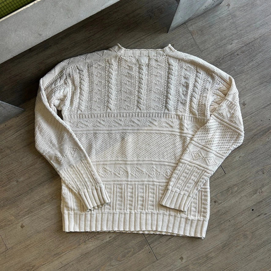 Denim & Supply Ralph Lauren | Vintage Cream Skull Cable Knit Sweater sz M/L