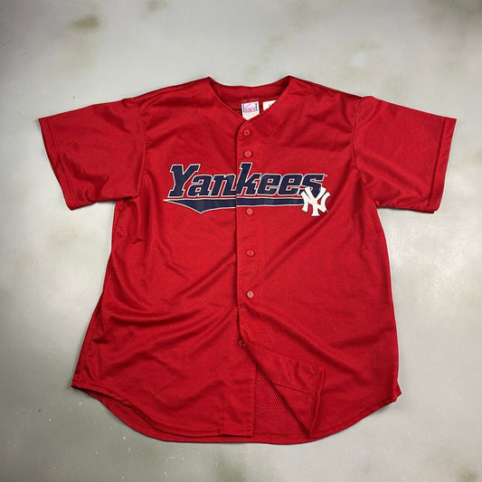 VINTAGE 90s NY Yankees Baseball Red Jersey sz XL Adult