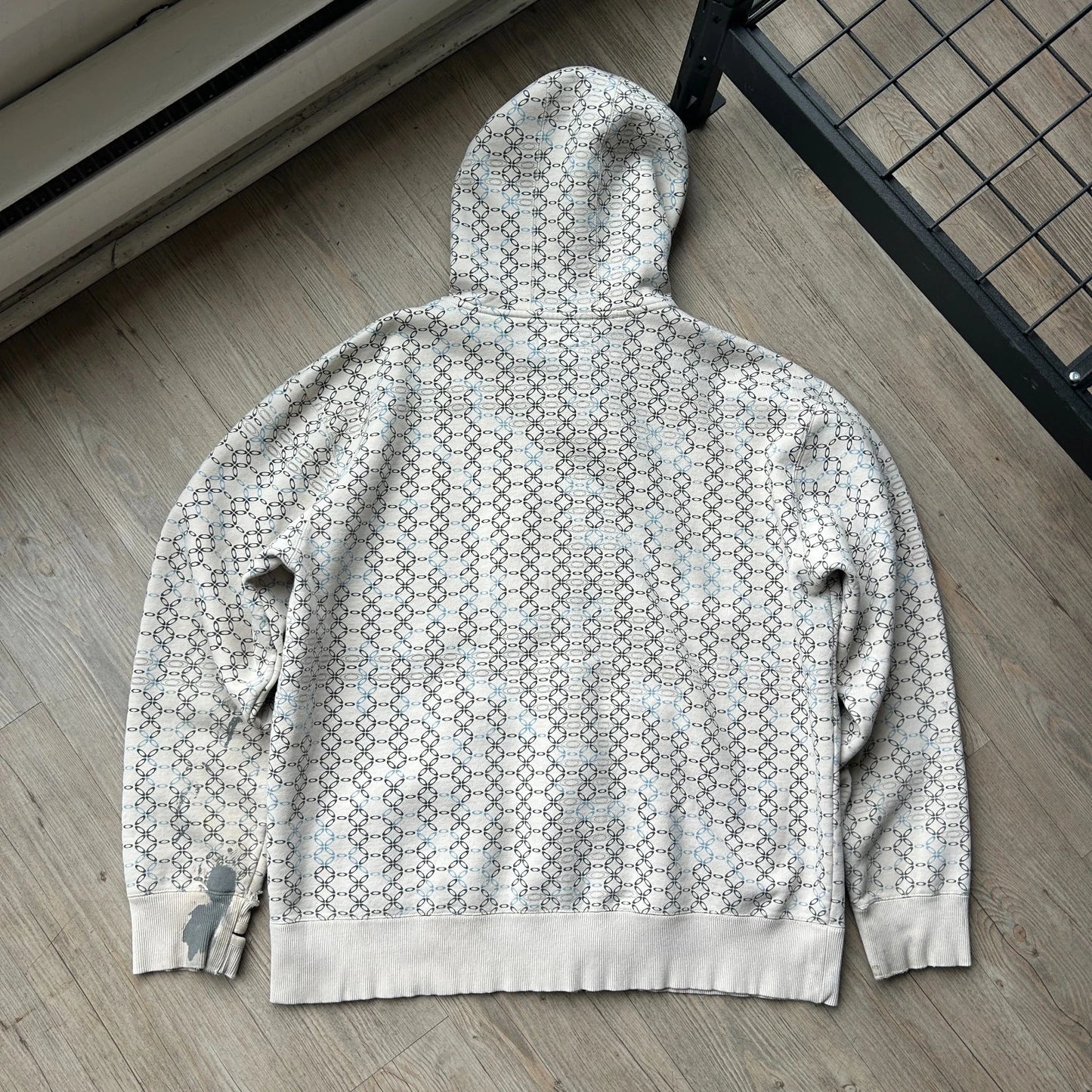 OAKLEY | Geometric Logo Thrashed Zip Up Hoodie Sweater sz XL