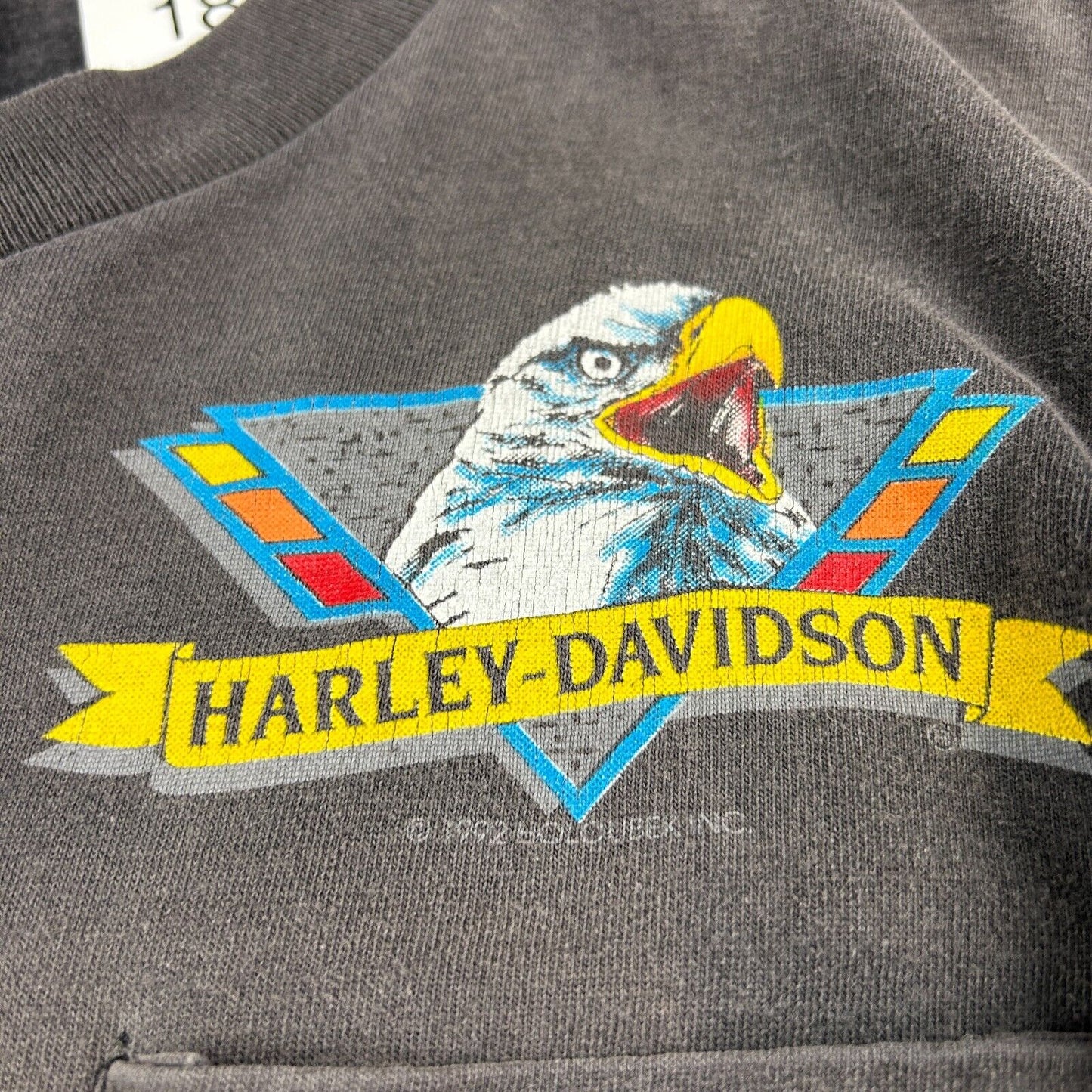 VINTAGE 1992 | Harley Davidson Motorcycles Sun Faded Biker T-Shirt sz M Adult