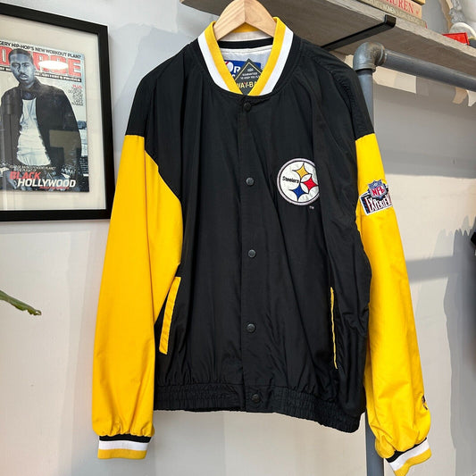 VINTAGE 90s | Pittsburgh Steelers NFL Button Snap Pro Player Jacket sz XL Adult