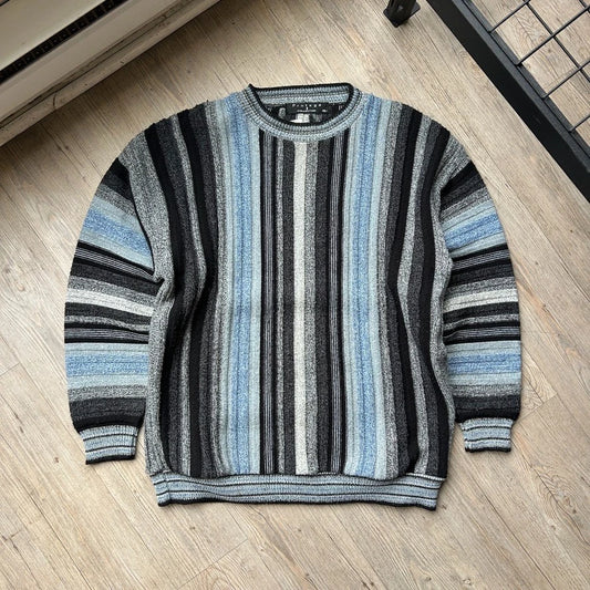 VINTAGE 90s | Protege Vertical Striped Gradient Knit Sweater sz L/XL