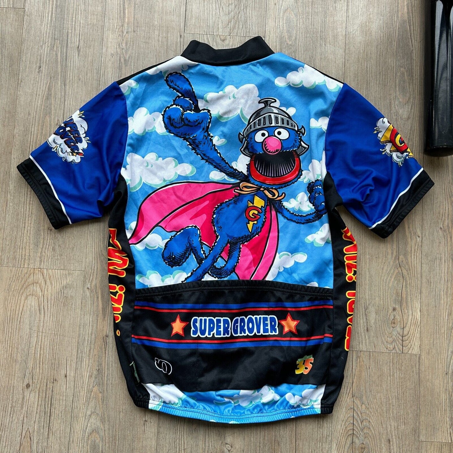 VINTAGE | Sesame Street Super Grover Cycling Bike Jersey sz M Adult