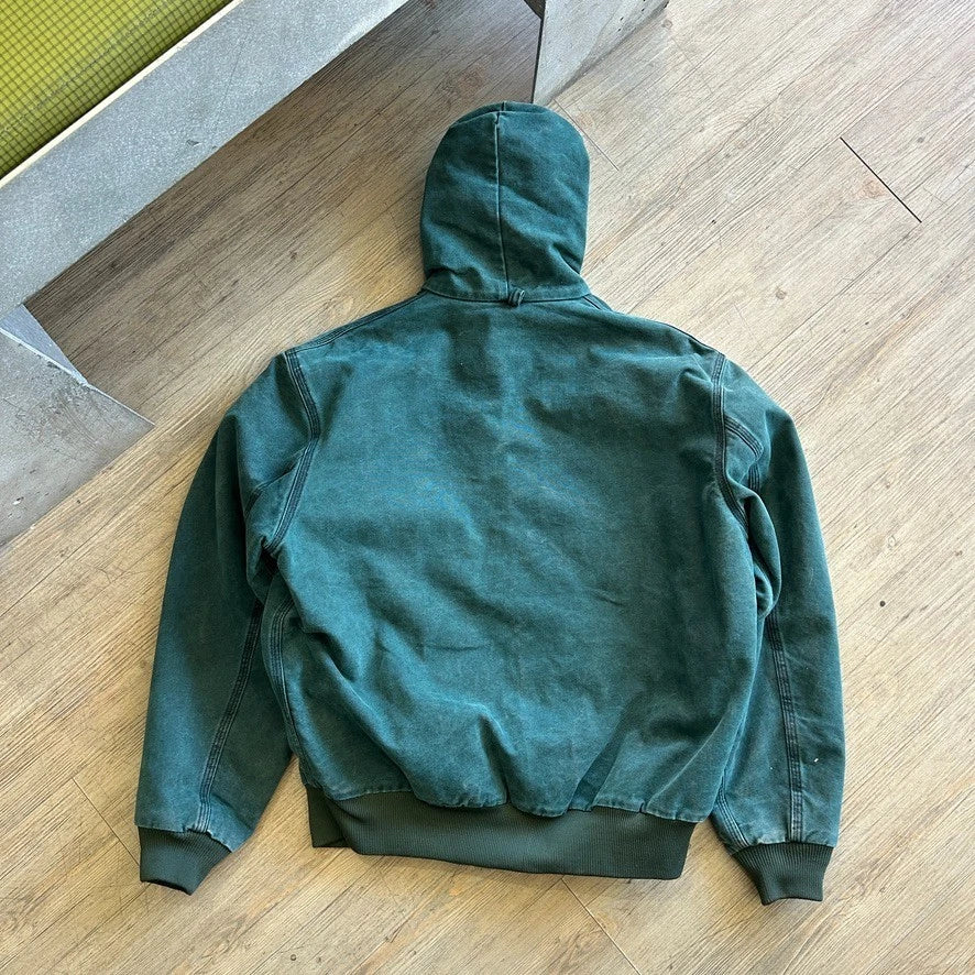 CARHARTT | 1990s Vintage Faded Green Hooded Arctic Active Jacket sz L