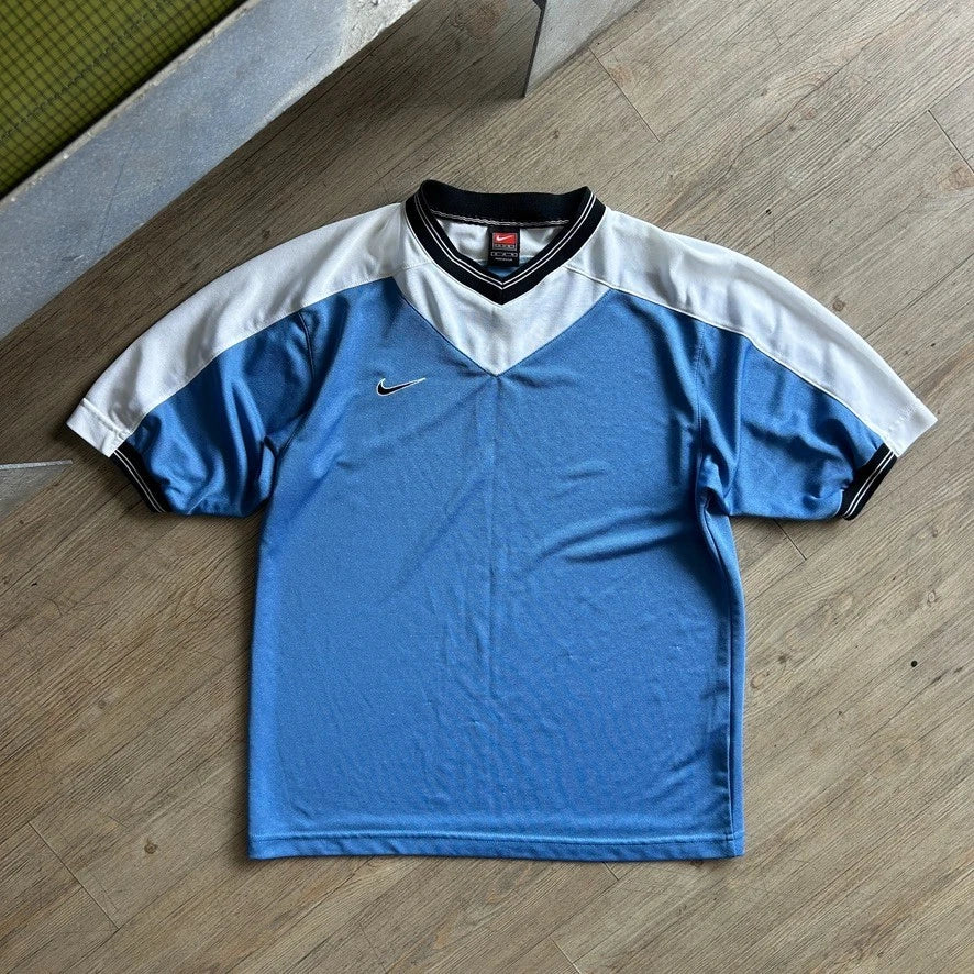 1990s | Team NIKE Two Tone V-Neck Jersey T-Shirt sz M/L
