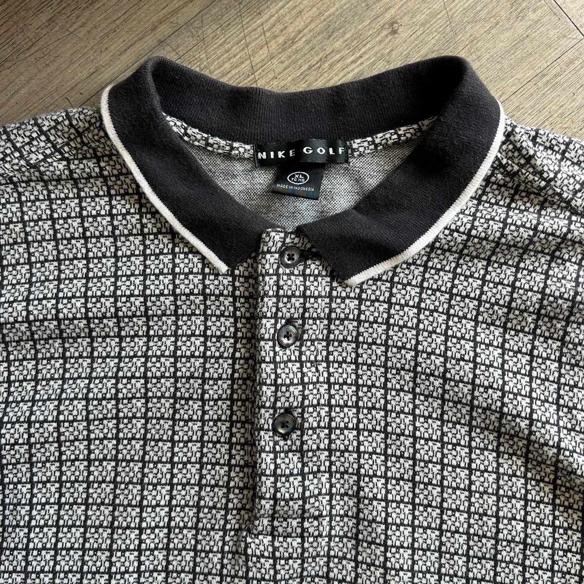 1990s | NIKE GOLF Geometric Textured Rugby Polo Shirt sz XL