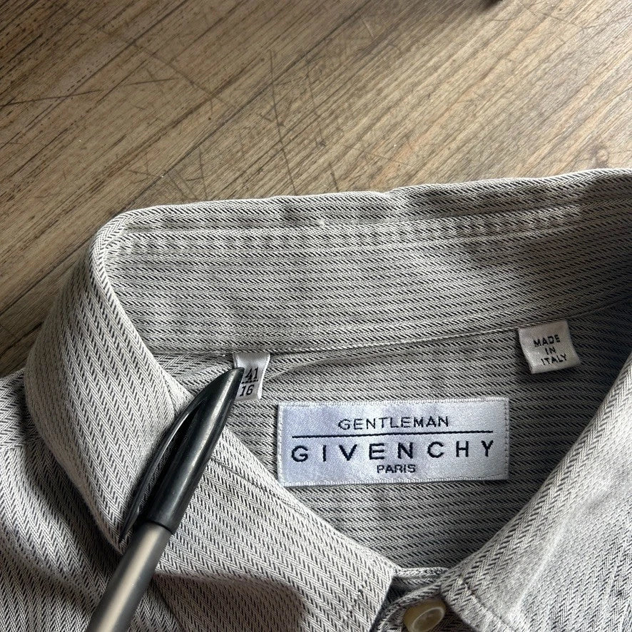 1990s GIVENCHY Gentleman Paris | Vintage Fine Herringbone Button Down Shirt sz L