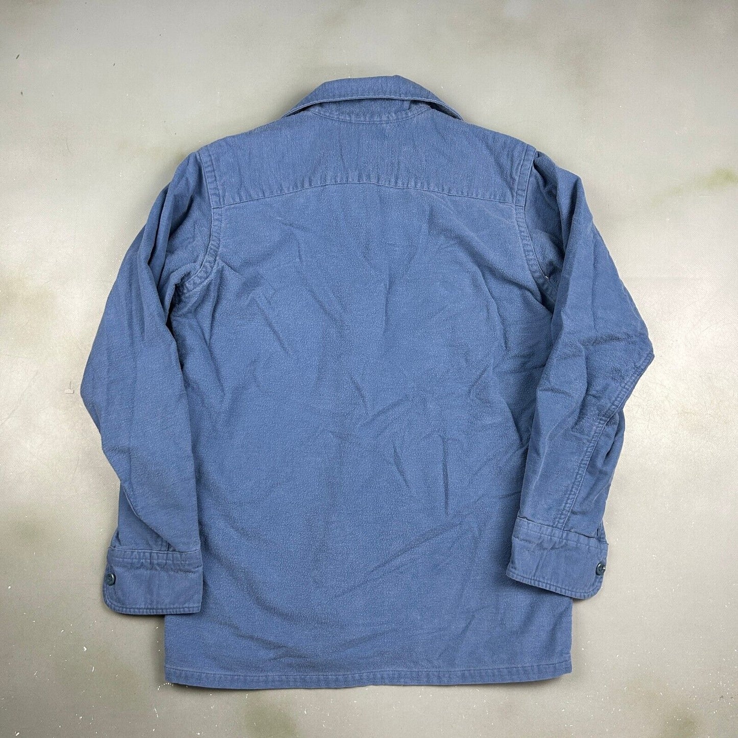 VINTAGE 90s L.L Bean Blue Chamois Cloth Button Up Shirt sz S/M Adult