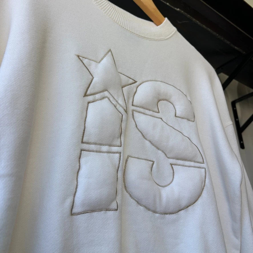 I.S. Issey Sport | 1980s Issey Miyake Puff Logo White French Terry Sweater sz S