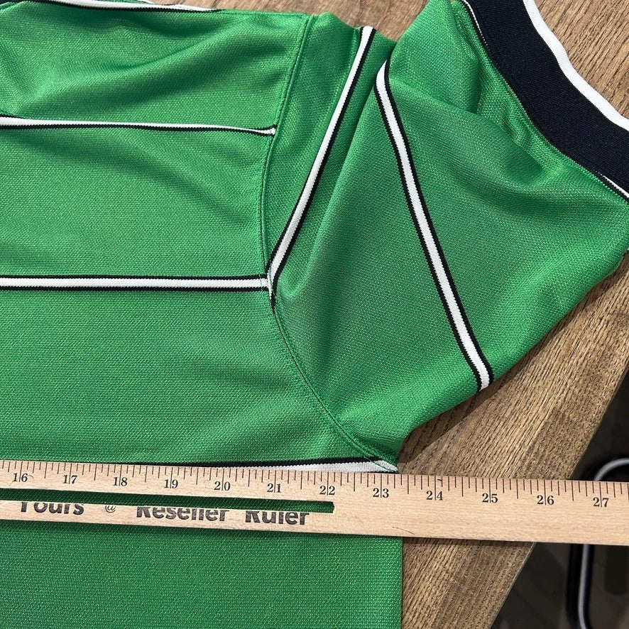 1990s | NIKE Team Sports Striped Green V-Neck Jersey T-Shirt sz L/XL
