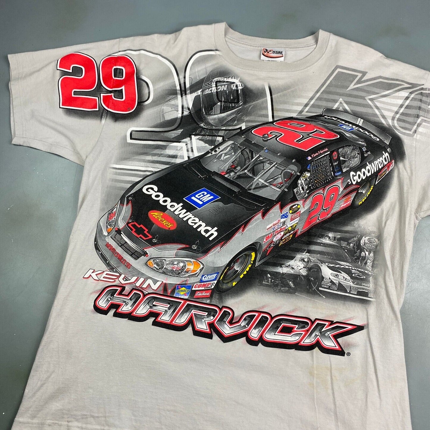 VINTAGE Kevin Harvick Nascar All Over Print Racing T-Shirt sz XXL Adult