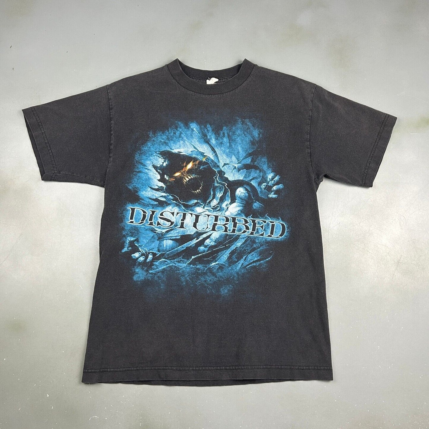 VINTAGE Y2K Disturbed Video Game Faded Black T-Shirt sz Small Adult