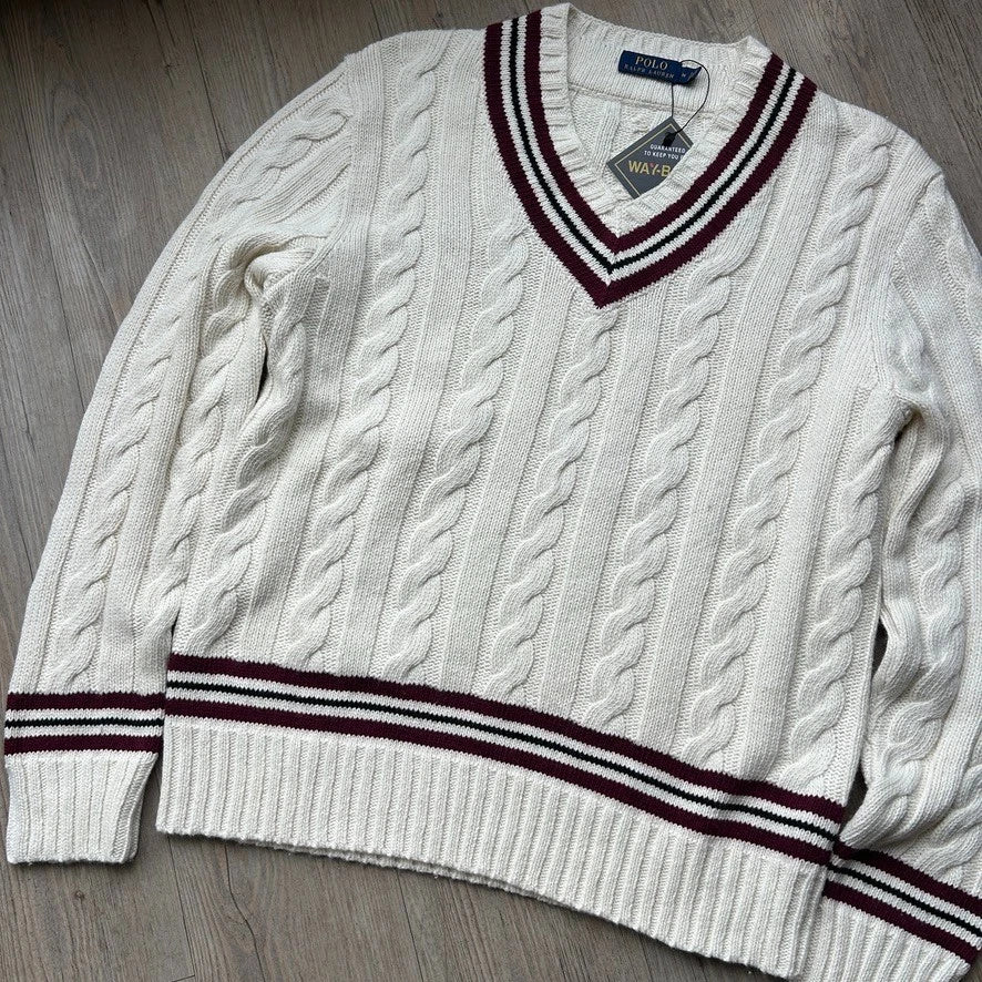 VINTAGE | Polo Ralph Lauren Cashmere Blend Cable Tennis Knit Sweater sz M