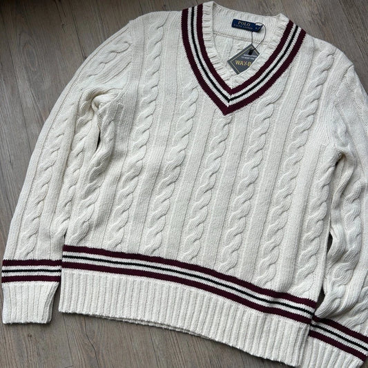 VINTAGE | Polo Ralph Lauren Cashmere Blend Cable Tennis Knit Sweater sz M