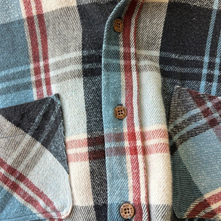BIG MAC | 1980s Plaid Flannel Vintage Cotton USA Made Button Down Shirt sz M