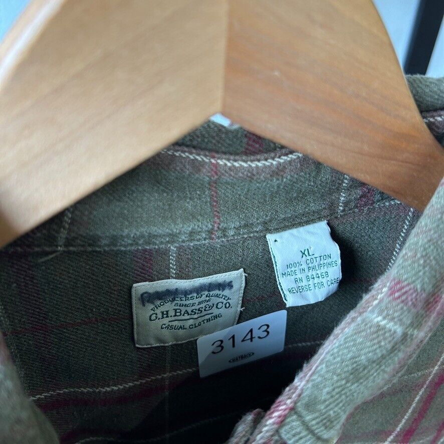 VINTAGE | G.H Bass & Co Earth-tone Plaid Button Down Shirt sz XL