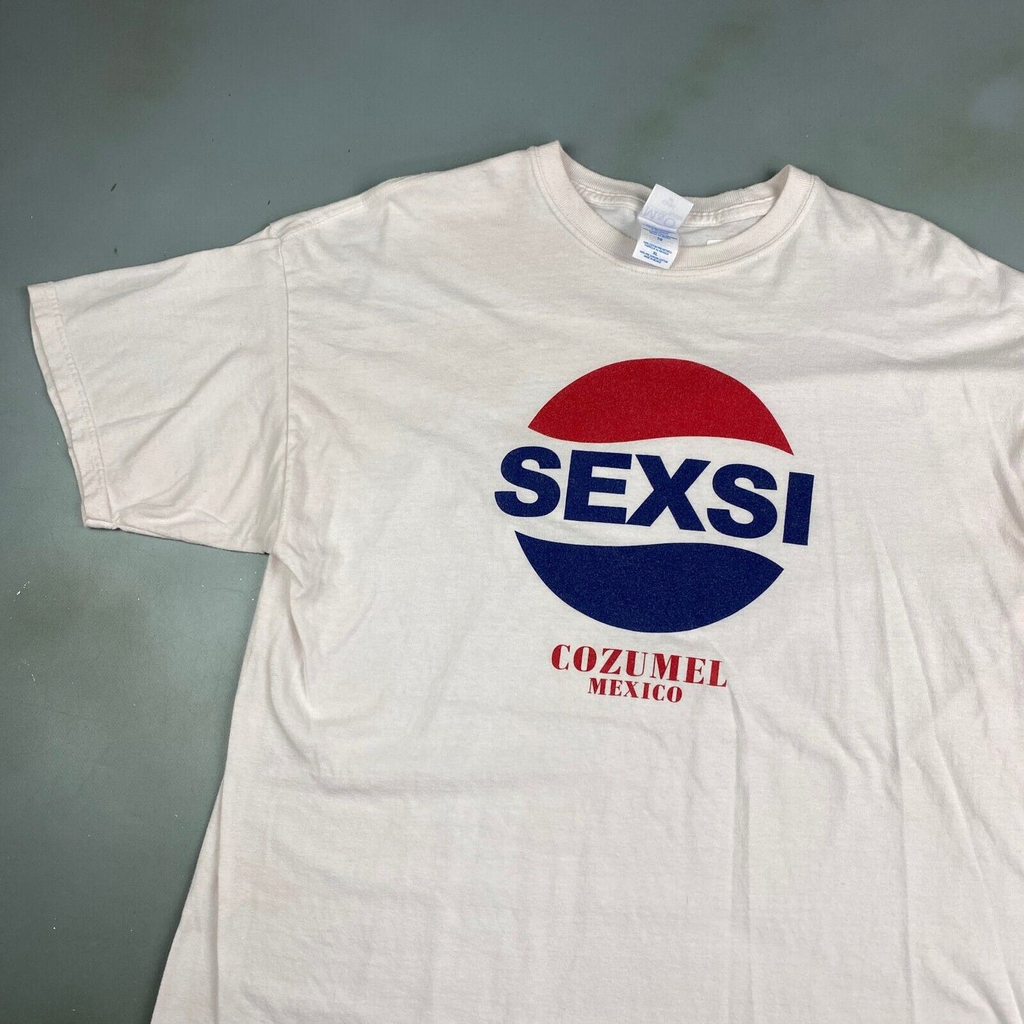 VINTAGE SEXSI Big Logo White T-Shirt sz Large Adult