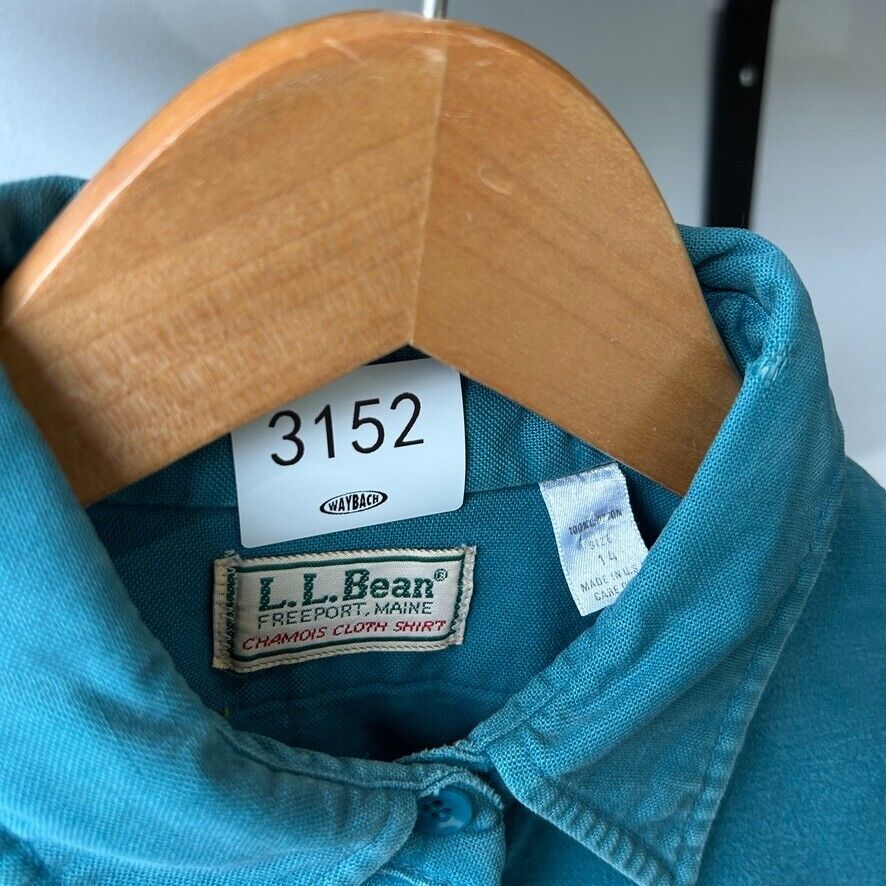 VINTAGE 90s | L.L Bean Chamois Cloth Teal Button Down Shirt sz XS-S