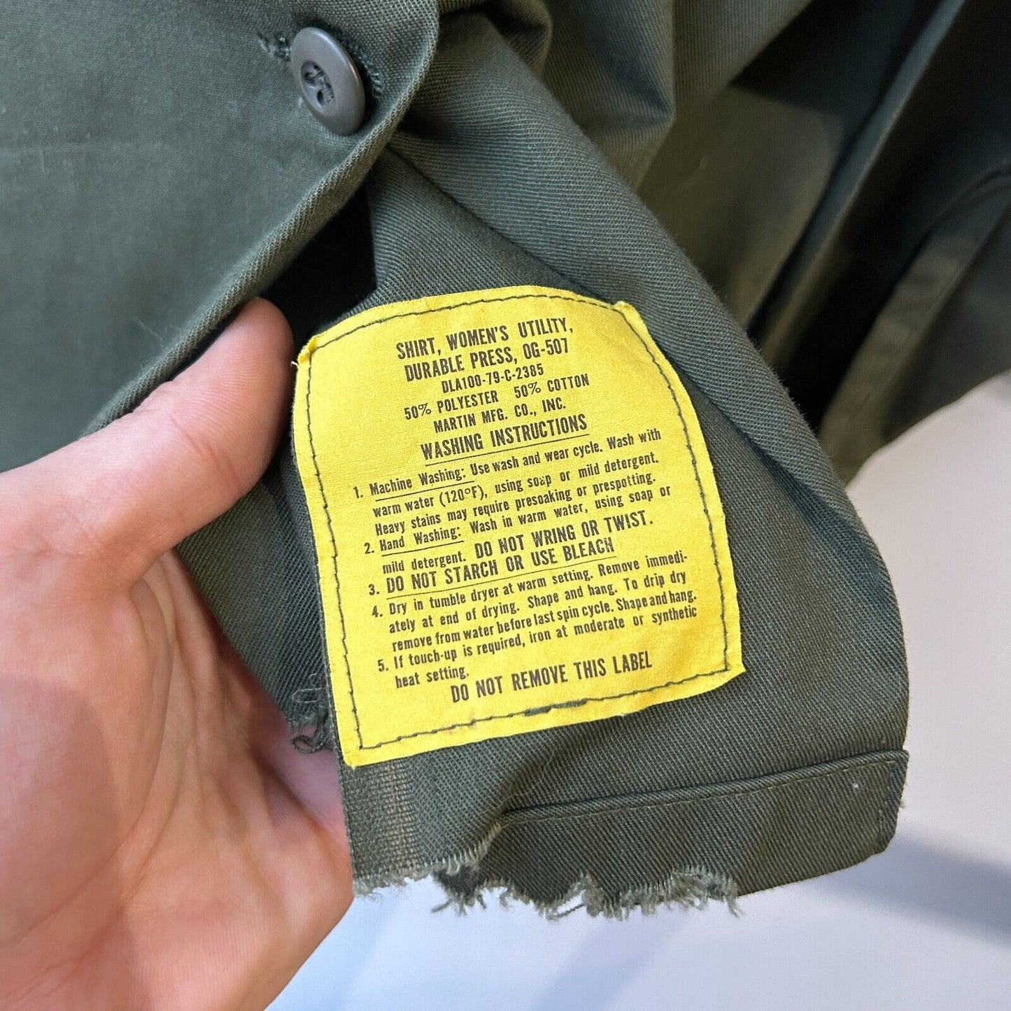 VINTAGE | Army OG 507 Utility Button Down Shirt sz S/M