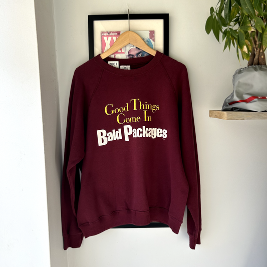 VINTAGE 1990s | Good Things Come In Bald Packages Crewneck Sz XL Made In USA