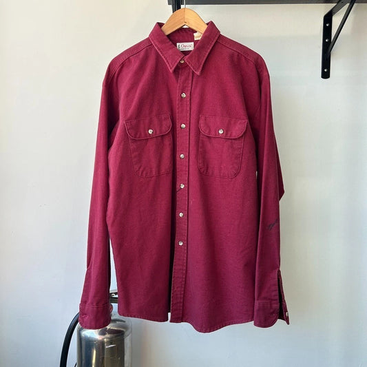 ORVIS | Vintage USA Made Burgundy Chamois Flannel Button Down Shirt sz XL