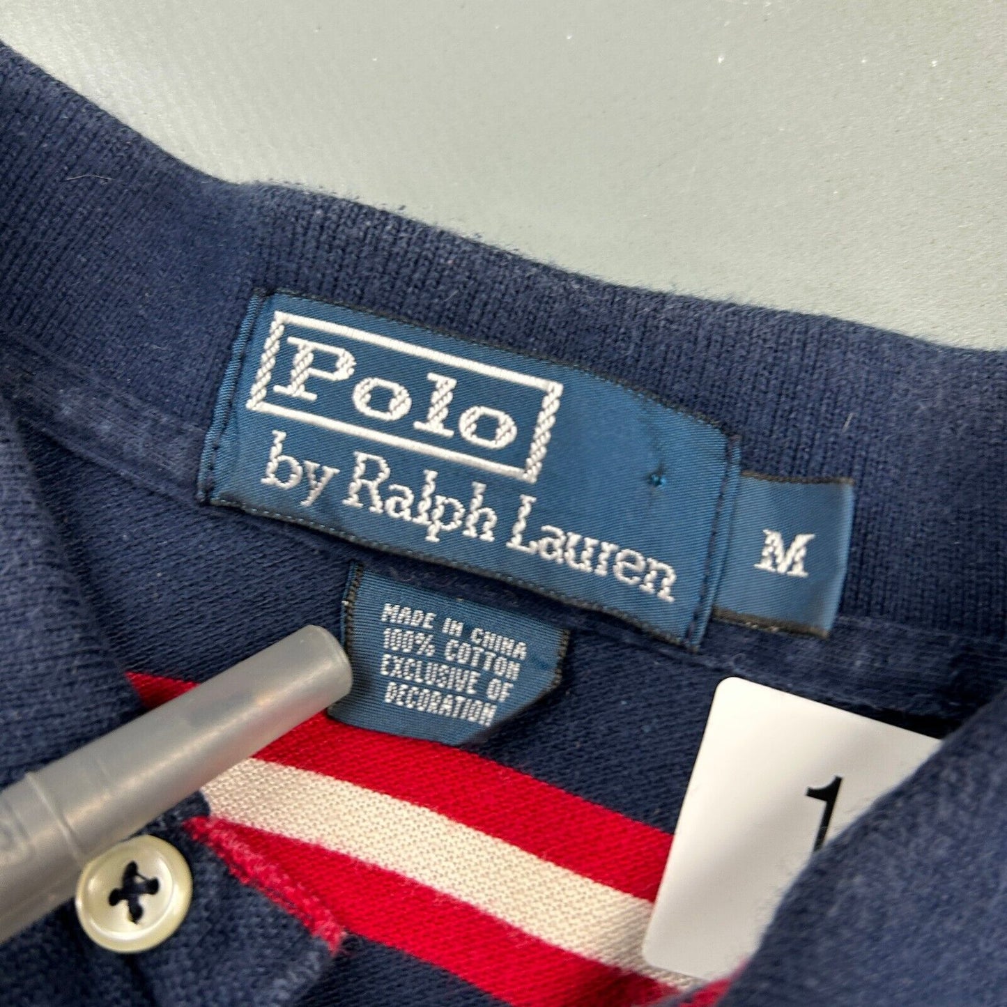 VINTAGE Ralph Lauren Striped Polo Shirt sz Medium Adult