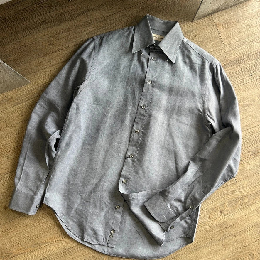 1990s Emporio ARMANI | Vintage Sharkskin Oxford Button Down Shirt sz M 38-15