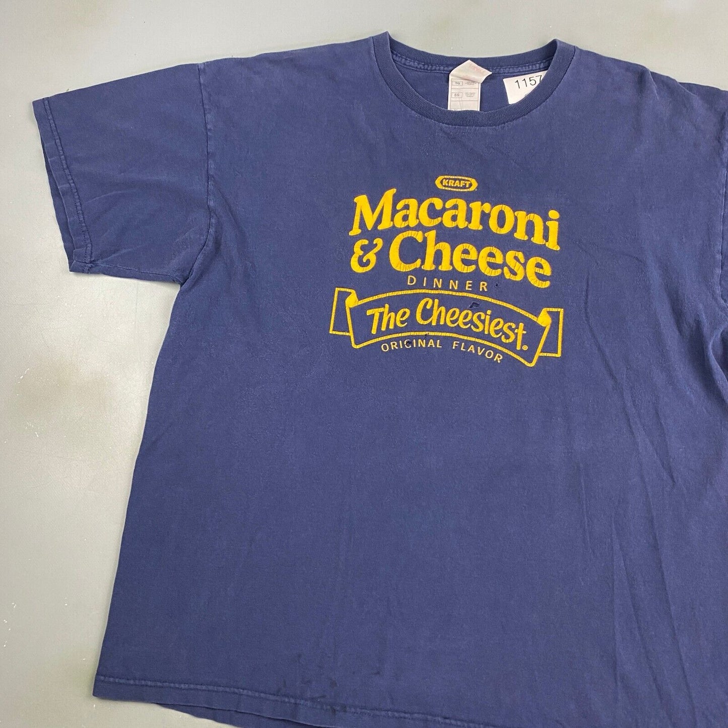 VINTAGE Kraft Macaroni & Cheese Dinner Navy T-Shirt sz XL Adult