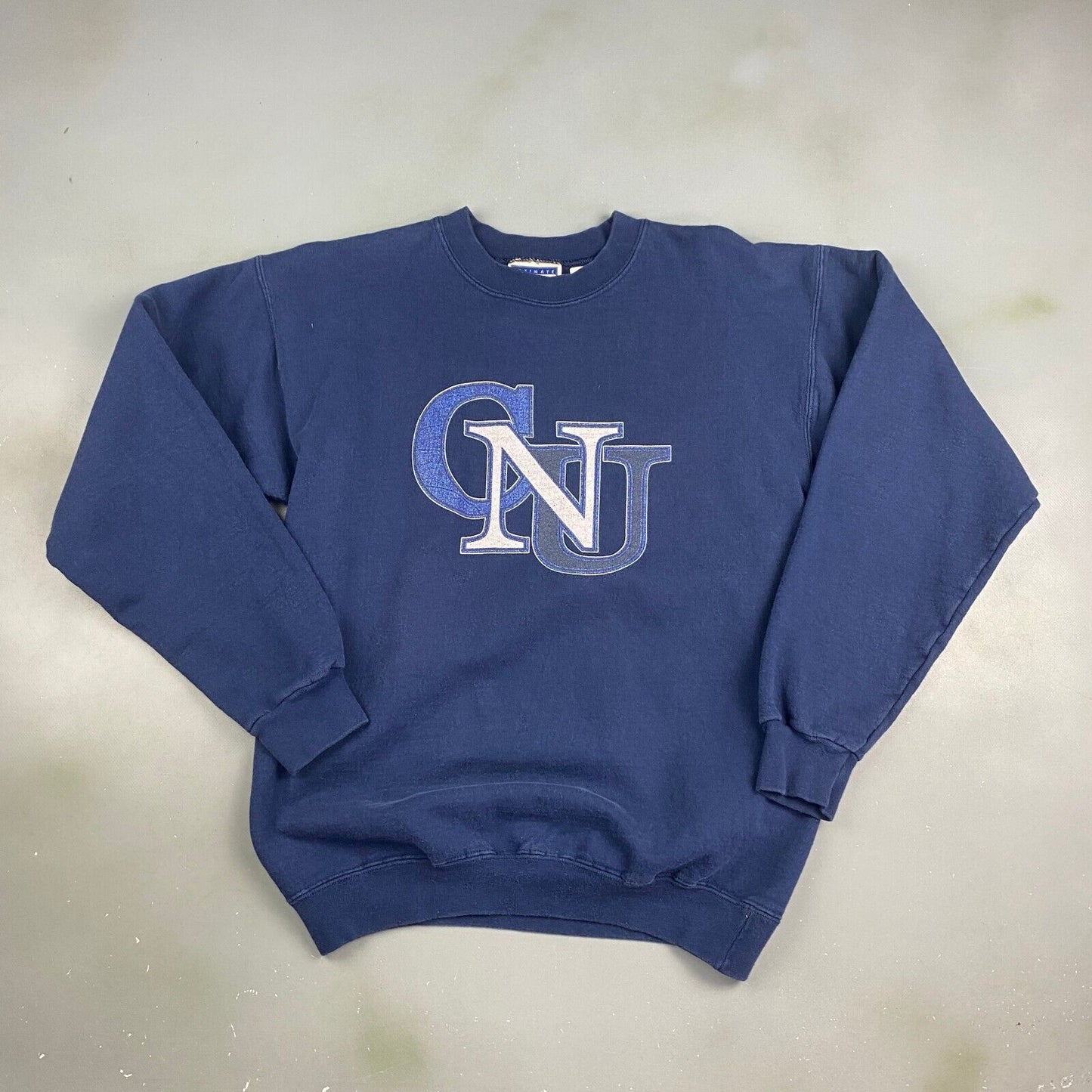 VINTAGE 90s CNU University Navy Crewneck Sweater sz Small Mens Adult