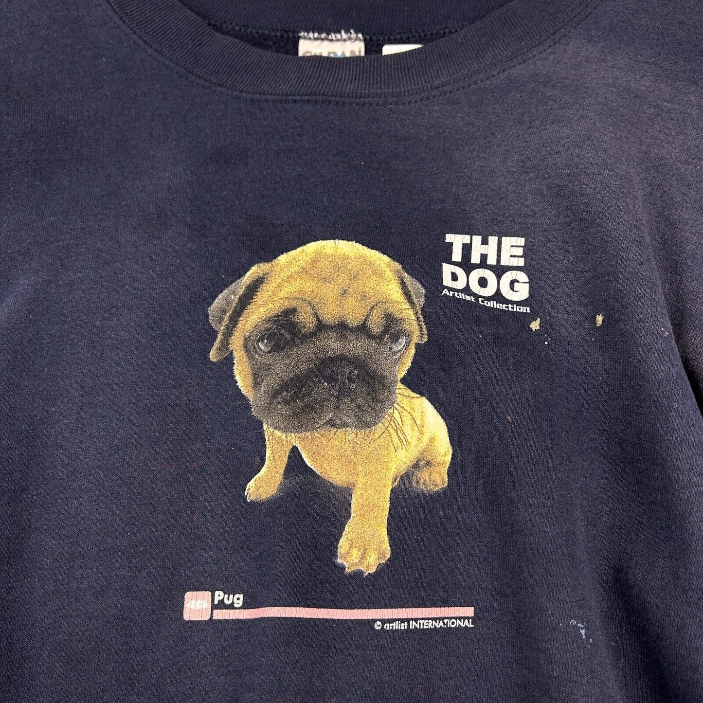 VINTAGE 90s | PUG The Dog Artist Collection Faded Crewneck Sweater sz L Adult