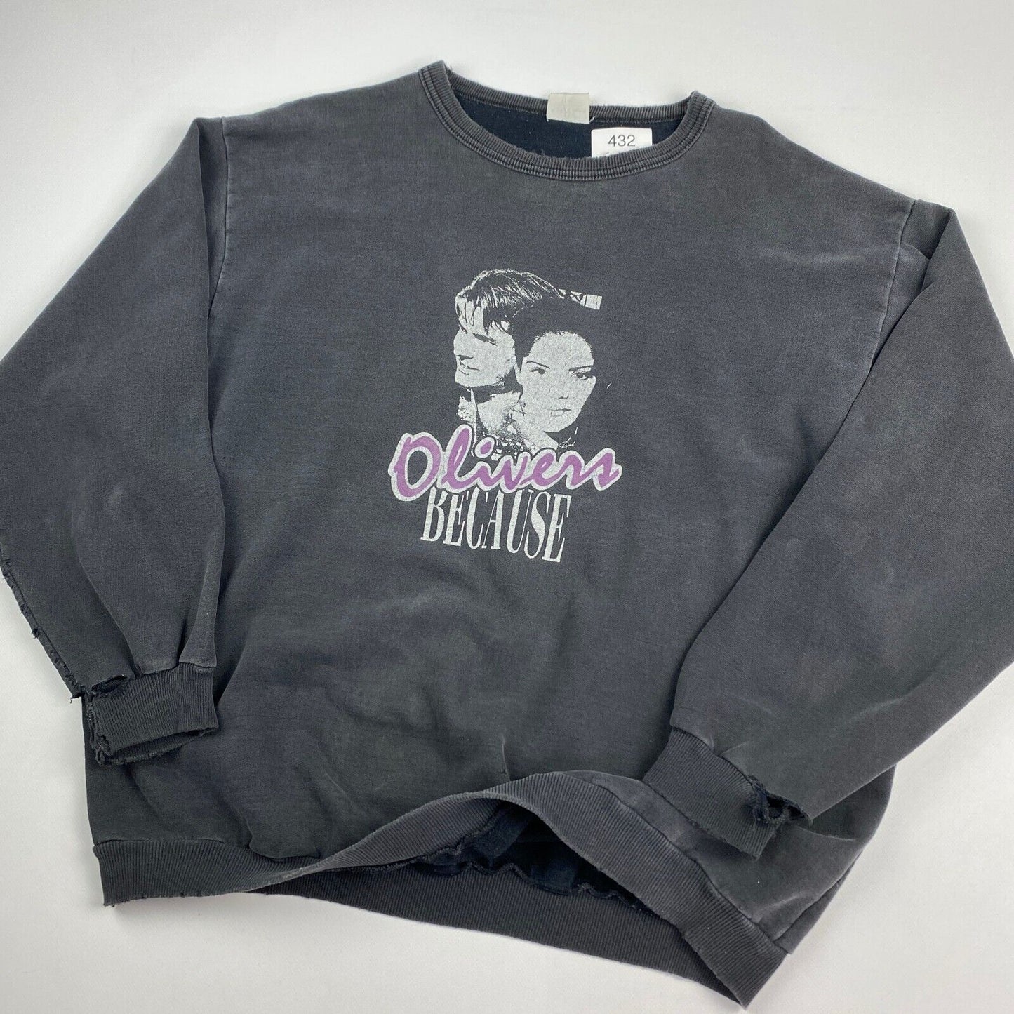 VINTAGE 90s Olivers Because Faded Black Crewneck Sweater sz XL Men