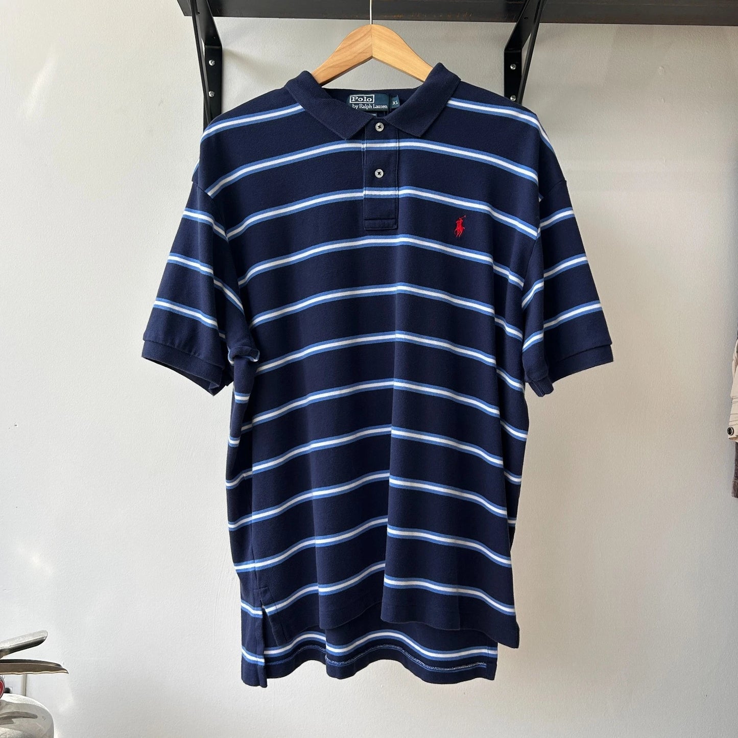 VINTAGE Y2k | Ralph Lauren Sm Pony Tonal Blue Striped Polo Shirt sz XL