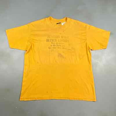 VINTAGE 90s Hunters Make Better Lovers Faded Yellow T-Shirt sz XL Men Adult