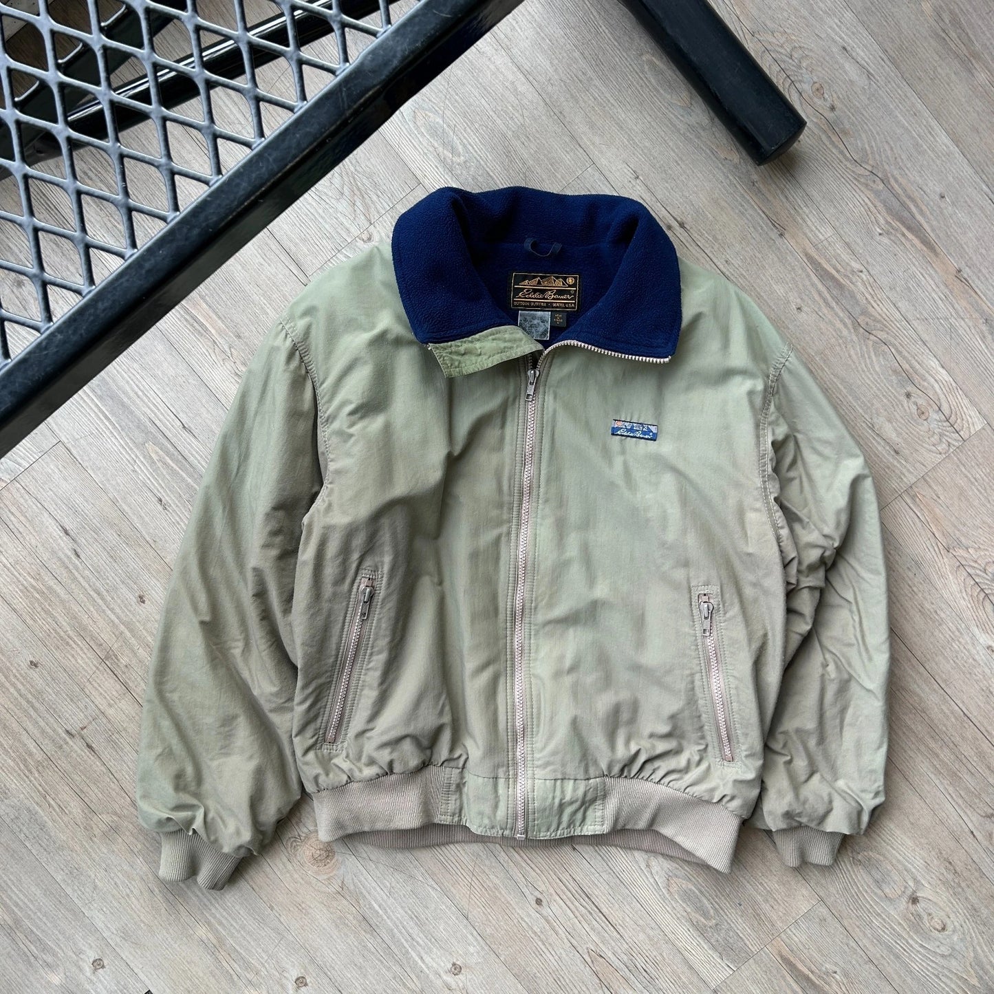 VINTAGE 80s 90s | Eddie Bauer Iridescent Faded Fleece Lined Jacket sz M