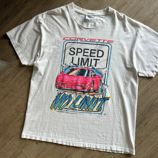 VINTAGE 90s | CORVETTE No Speed Limit Chevrolet Car Racing T-Shirt sz L