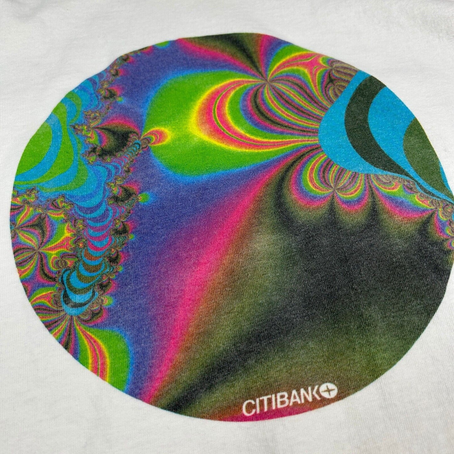 VINTAGE 90s | Citibank + Psychedelic Logo White T-Shirt sz XL Adult