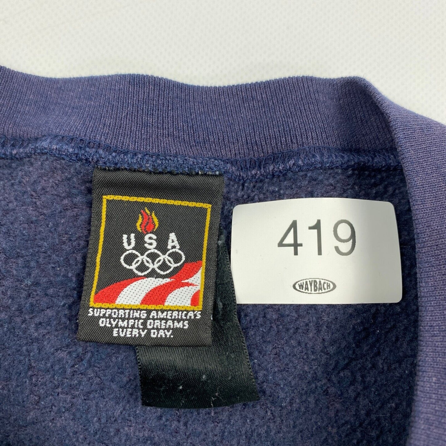 VINTAGE 90s USA Olympics Embroidered Logo Navy Crewneck Sweater sz Large Men
