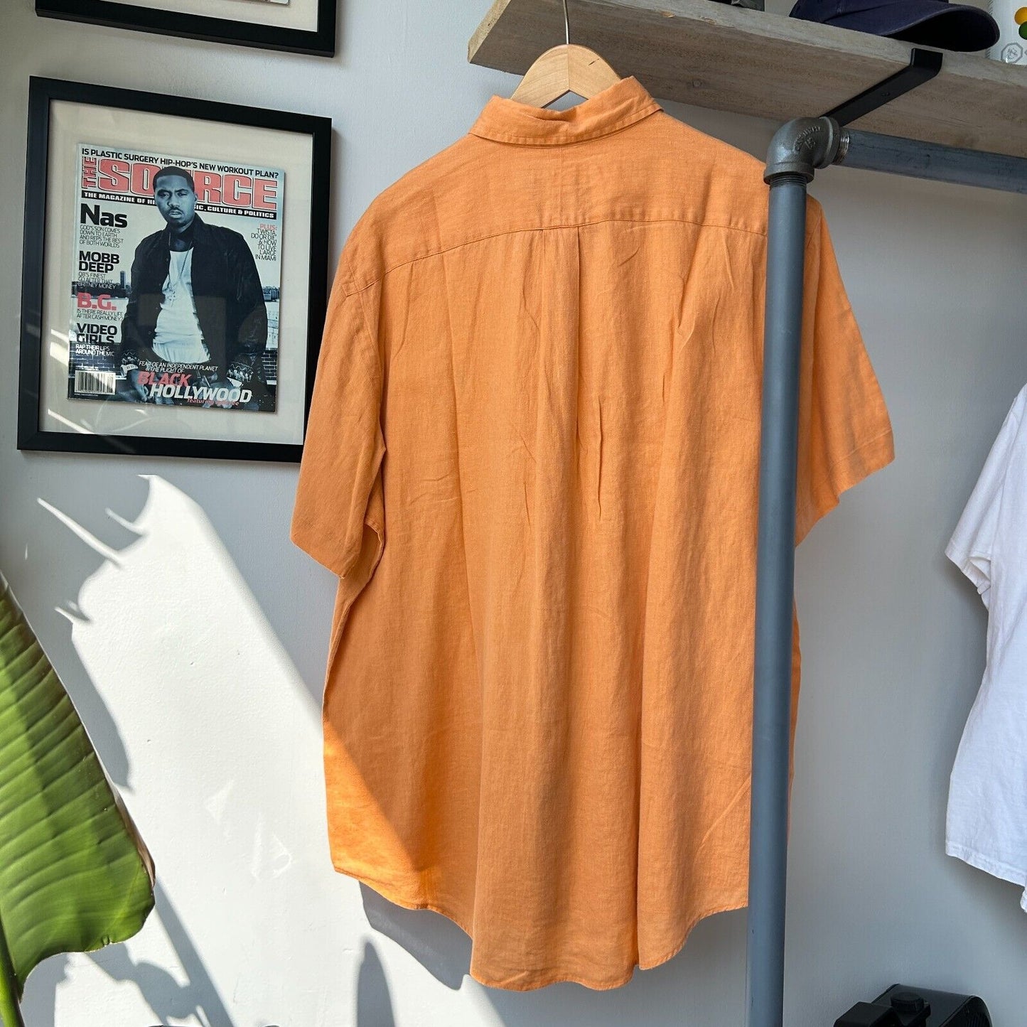VINTAGE | Ralph Lauren Orange Linen Short Sleeve Button Down Shirt sz XL