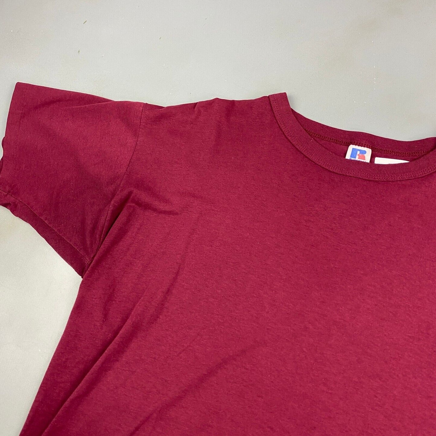 VINTAGE 90s Russell Athletic Faded Maroon Blank T-Shirt MadeinUSA sz XXL Men