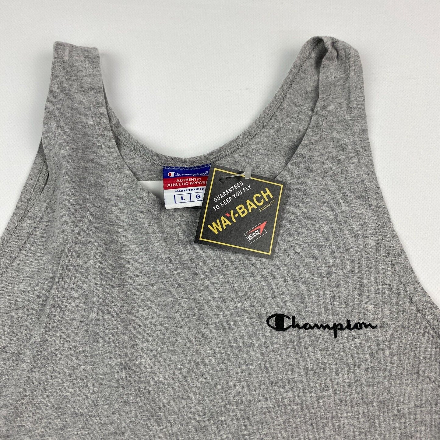 VINTAGE Champion Sm Logo Grey Tank Sleeveless T-Shirt sz L Mens