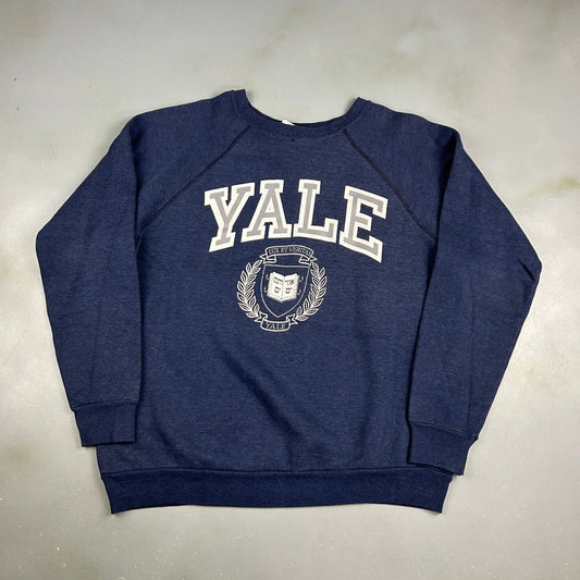 VINTAGE 80s YALE University Crest Crewneck Sweater sz Large Adult