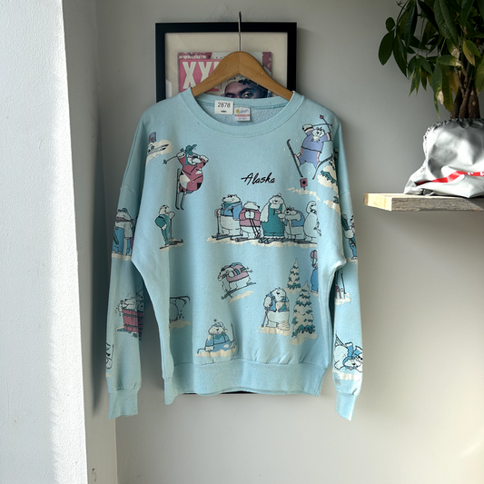 VINTAGE 90s | Alaska All Over Print Souvenir Crewneck Sweater sz One Size Adult