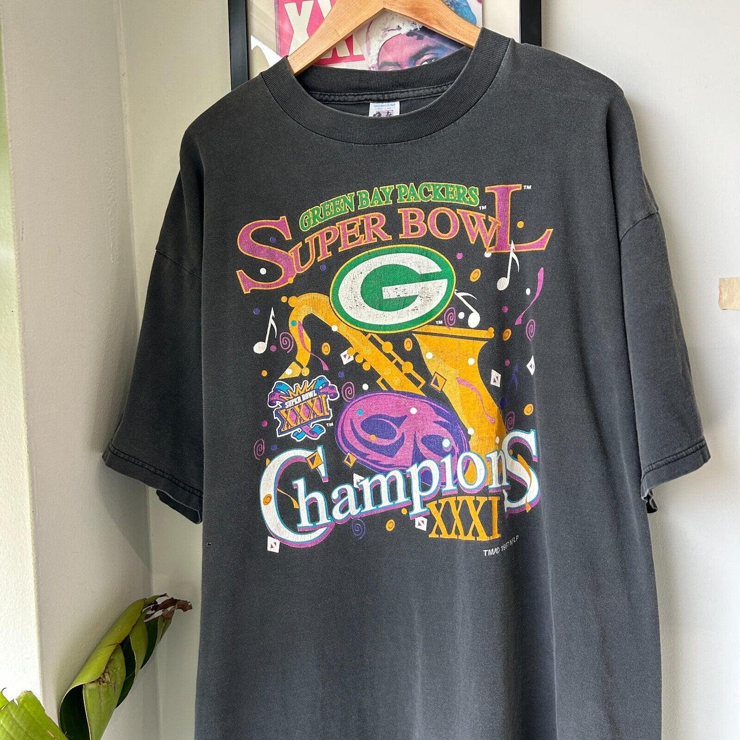 VINTAGE 1997 | NFL Green Bay Packers Super Bowl Champs Faded T-Shirt sz XXL