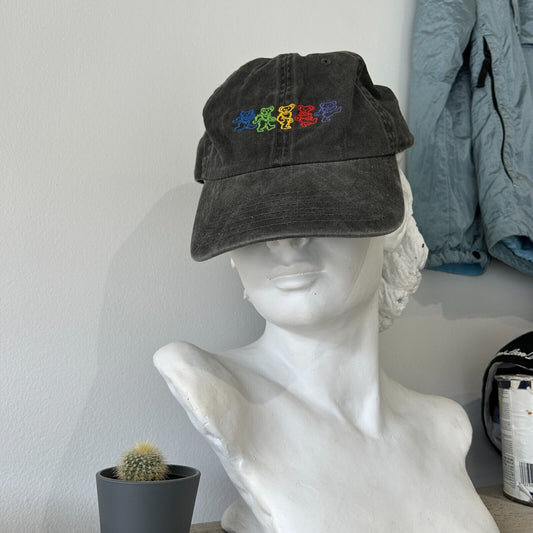 VINTAGE | Grateful Dead Faded Black Strap Back Cap HAT One Size