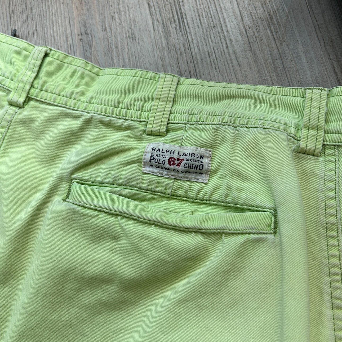 VINTAGE | Ralph Lauren Polo 67 Chino Faded Green Cargo Shorts sz W36