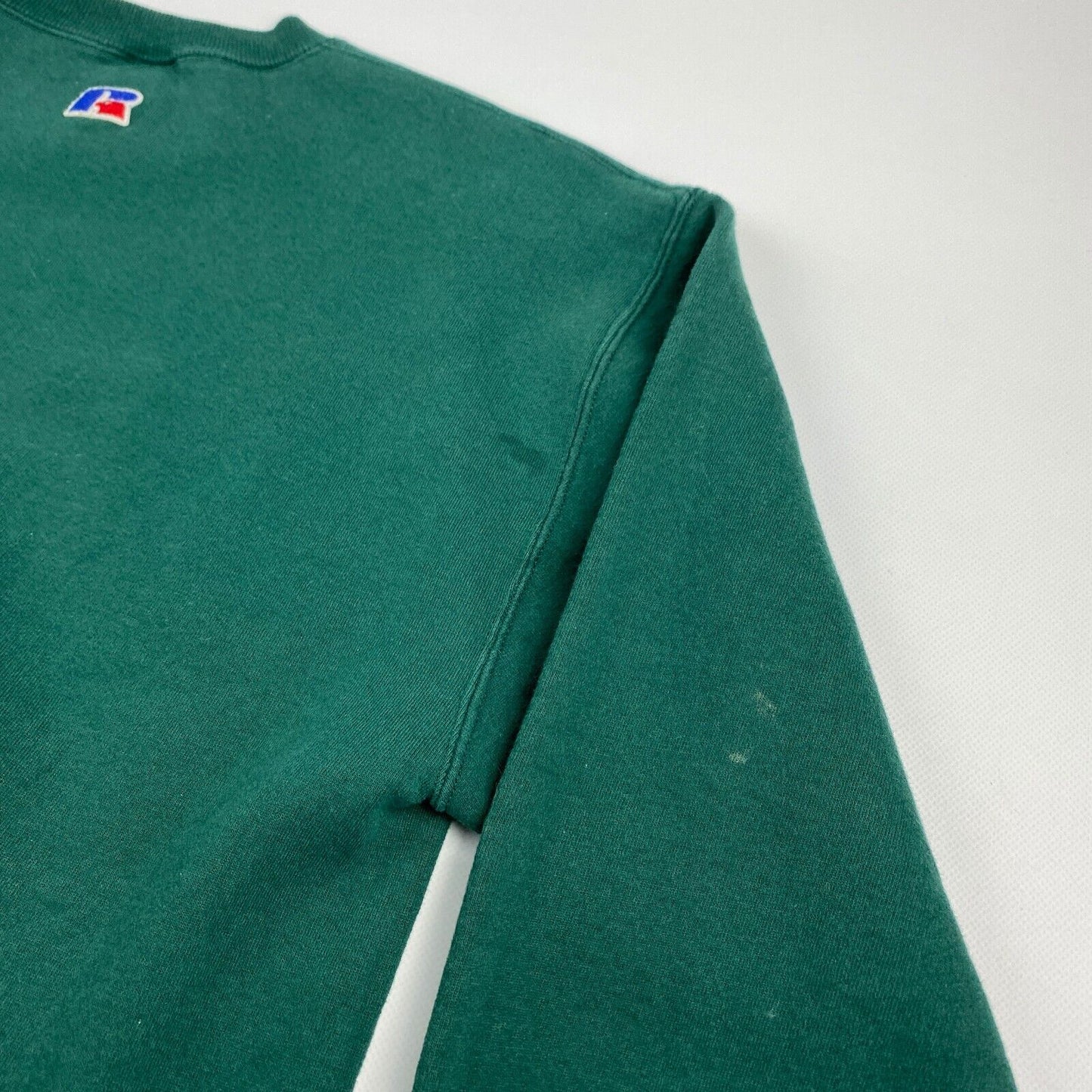 VINTAGE 90s Russell Athletic Blank Green Crewneck Sweater sz Large Men MadeinUSA