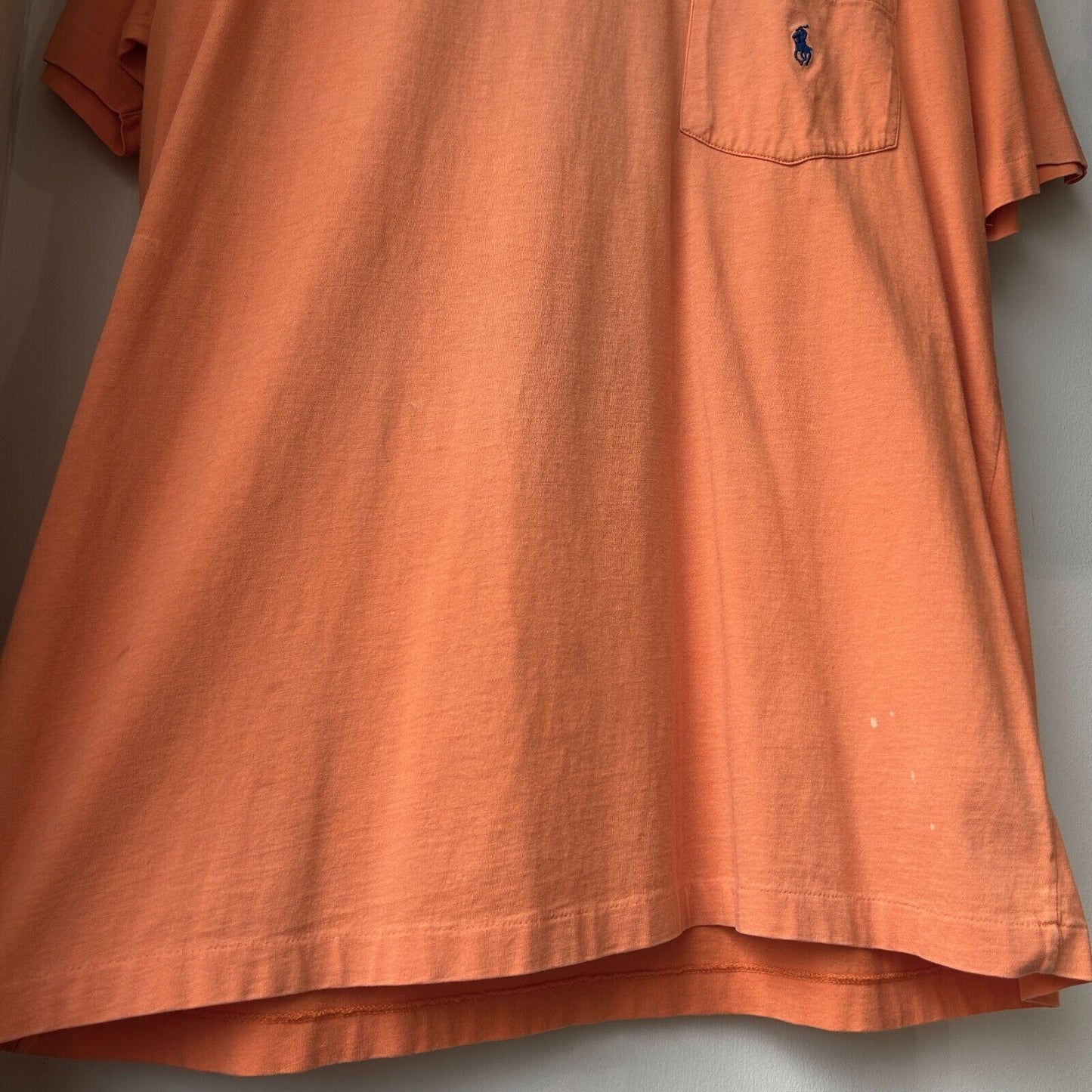 VINTAGE 90s | Ralph Lauren Faded Orange Pony Pocket T-Shirt sz L