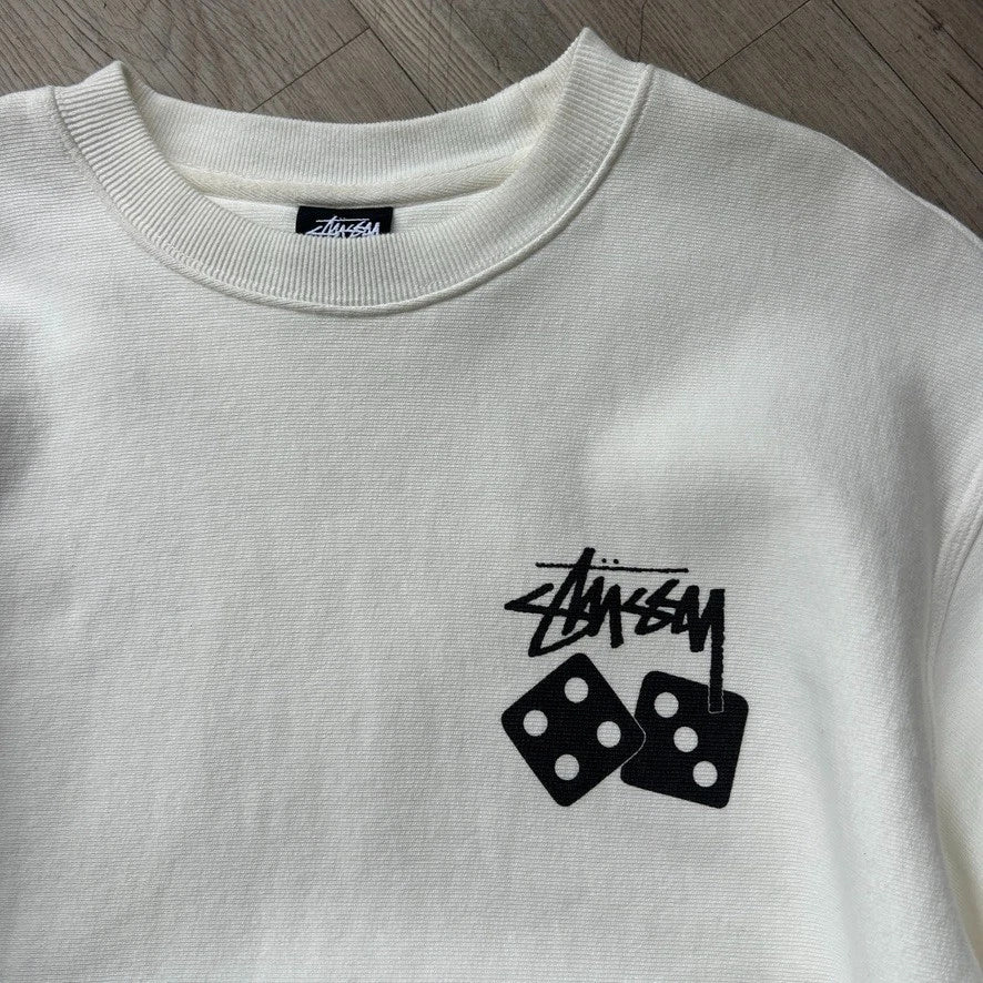 STUSSY | Dice Logo White Crewneck Sweater sz S/M